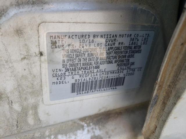 3N1AB7AP4KL611466 - 2019 NISSAN SENTRA S SILVER photo 13