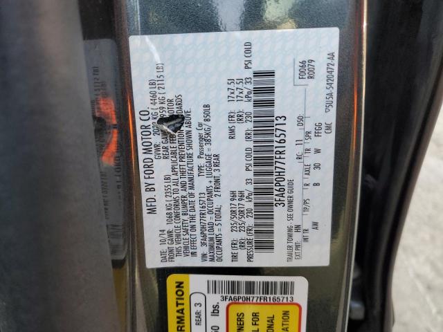 3FA6P0H77FR165713 - 2015 FORD FUSION SE SILVER photo 12