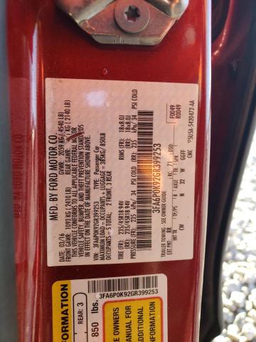 3FA6P0K92GR399253 - 2016 FORD FUSION TITANIUM RED photo 12