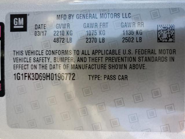 1G1FK3D69H0196772 - 2017 CHEVROLET CAMARO ZL1 银色 照片 12