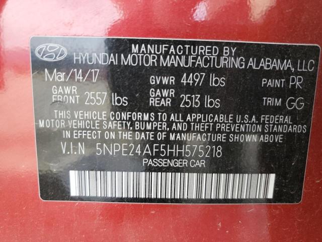 5NPE24AF5HH575218 - 2017 HYUNDAI SONATA SE BURGUNDY photo 13