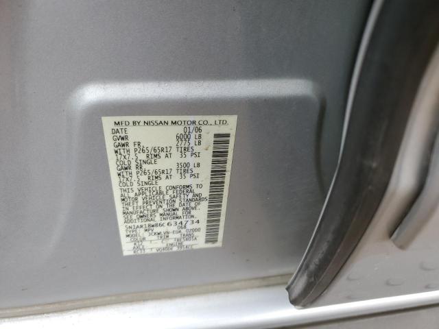 5N1AR18W86C634734 - 2006 NISSAN PATHFINDER LE ვერცხლისფერი ფოტო 13