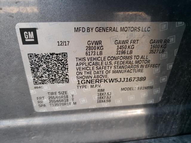 1GNERFKW5JJ167389 - 2018 CHEVROLET TRAVERSE LS GRAY photo 14