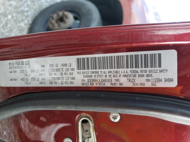 3C63RRHLXJG401016 - 2018 RAM 3500 SLT MAROON photo 12