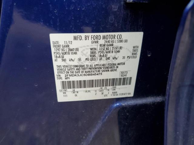 2FMDK3JC5DBB45475 - 2013 FORD EDGE SEL BLUE photo 13