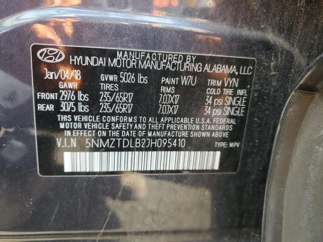 5NMZTDLB2JH095410 - 2018 HYUNDAI SANTA FE S GRAY photo 12