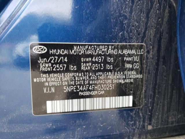 5NPE34AF4FH030251 - 2015 HYUNDAI SONATA SPORT BLUE photo 12