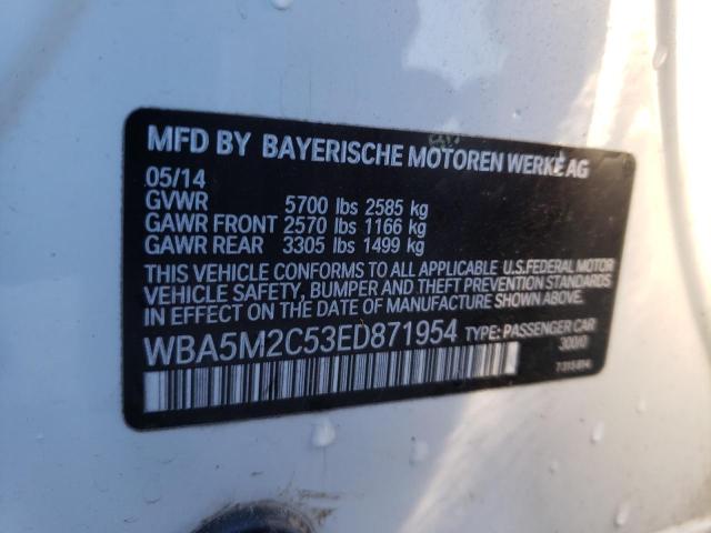 WBA5M2C53ED871954 - 2014 BMW 535 IGT WHITE photo 13