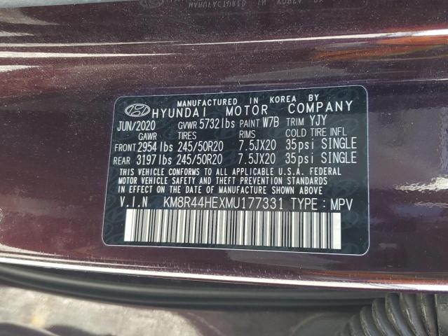 KM8R44HEXMU177331 - 2021 HYUNDAI PALISADE SEL BURGUNDY photo 14