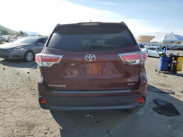 5TDKKRFH7GS130823 - 2016 TOYOTA HIGHLANDER XLE BURGUNDY photo 6