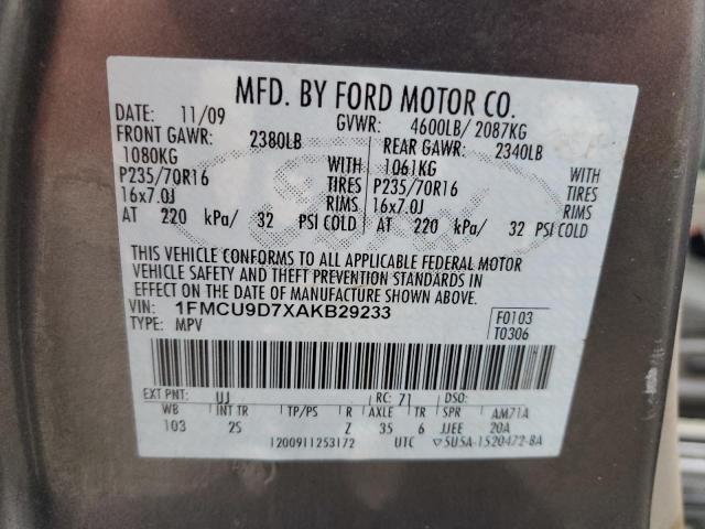 1FMCU9D7XAKB29233 - 2010 FORD ESCAPE XLT GRAY photo 13