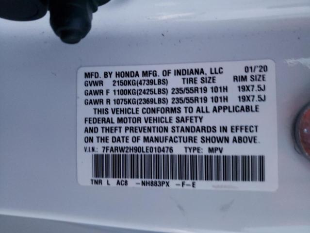 7FARW2H90LE010476 - 2020 HONDA CR-V TOURING WHITE photo 14