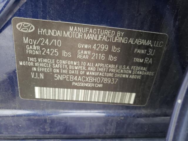 5NPEB4ACXBH078937 - 2011 HYUNDAI SONATA GLS BLUE photo 12