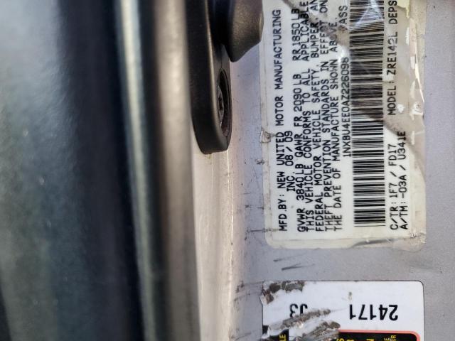 1NXBU4EE0AZ226098 - 2010 TOYOTA COROLLA BASE SILVER photo 12