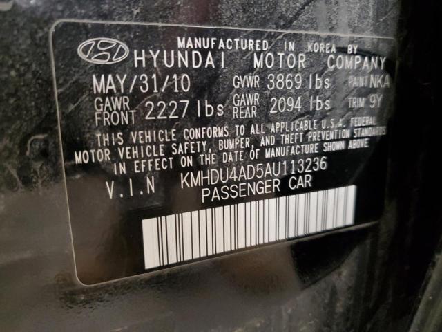 KMHDU4AD5AU113236 - 2010 HYUNDAI ELANTRA BLUE BLACK photo 13