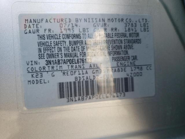 3N1AB7AP0EL676173 - 2014 NISSAN SENTRA S SILVER photo 13