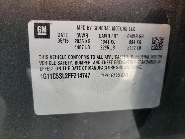 1G11C5SL2FF314747 - 2015 CHEVROLET MALIBU 1LT 灰色 照片 12