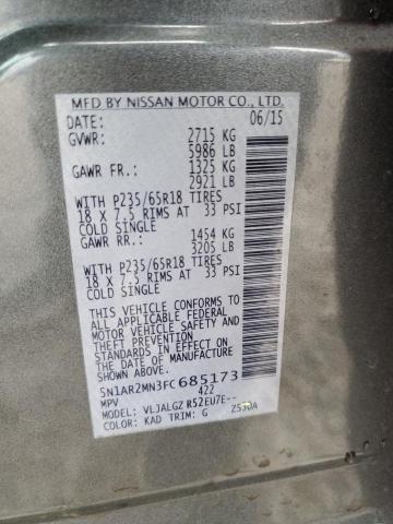 5N1AR2MN3FC685173 - 2015 NISSAN PATHFINDER S 灰色 照片 12