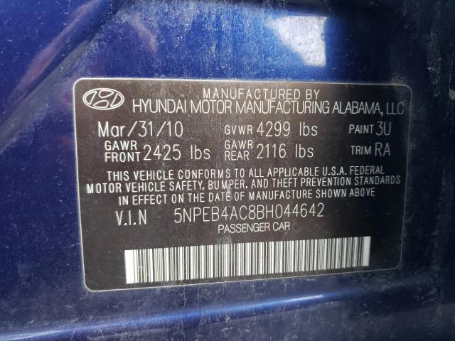 5NPEB4AC8BH044642 - 2011 HYUNDAI SONATA GLS BLUE photo 13