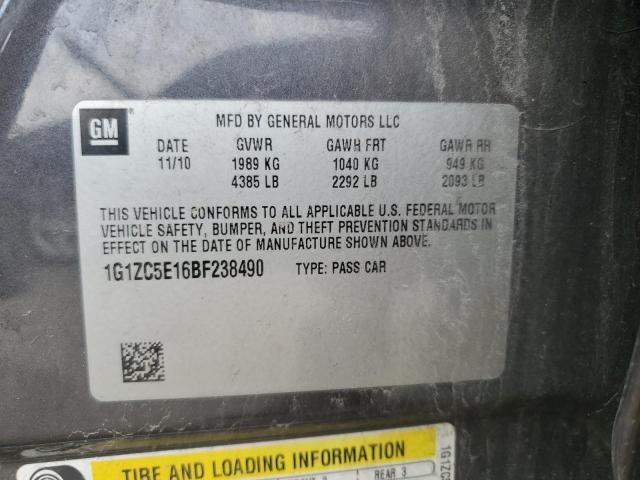 1G1ZC5E16BF238490 - 2011 CHEVROLET MALIBU 1LT GRAY photo 12