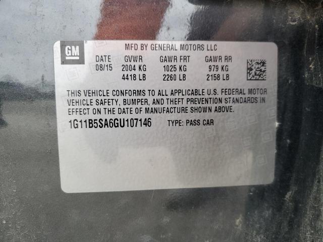 1G11B5SA6GU107146 - 2016 CHEVROLET MALIBU LIM LS ნაცრისფერი ფოტო 12