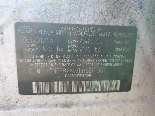 5NPEB4ACXEH821438 - 2014 HYUNDAI SONATA GLS WHITE photo 12