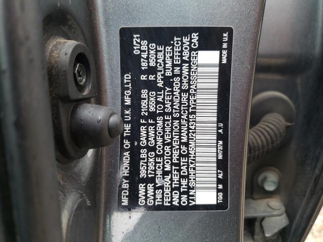 SHHFK7H45MU214315 - 2021 HONDA CIVIC SPORT 石墨色 照片 12