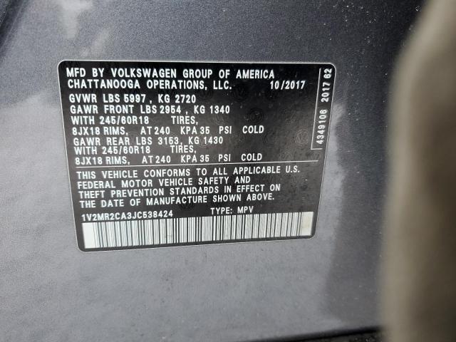 1V2MR2CA3JC538424 - 2018 VOLKSWAGEN ATLAS SEL Boz foto 13