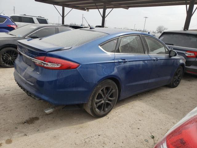 3FA6P0H79JR191268 - 2018 FORD FUSION SE BLUE photo 3