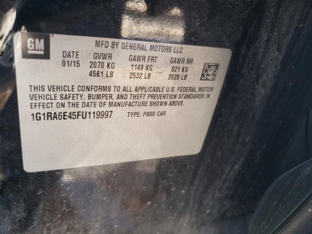 1G1RA6E45FU119997 - 2015 CHEVROLET VOLT BLACK photo 12