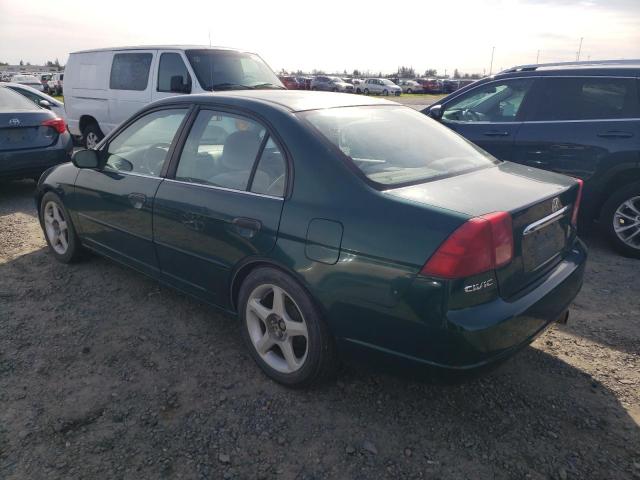 1HGES15561L071456 - 2001 HONDA CIVIC LX GREEN photo 2