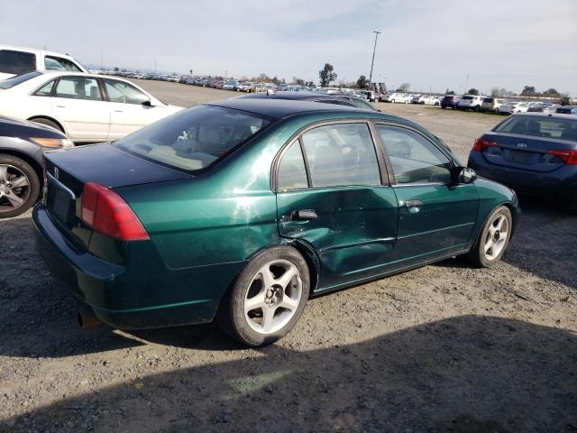 1HGES15561L071456 - 2001 HONDA CIVIC LX GREEN photo 3