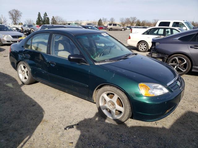 1HGES15561L071456 - 2001 HONDA CIVIC LX GREEN photo 4