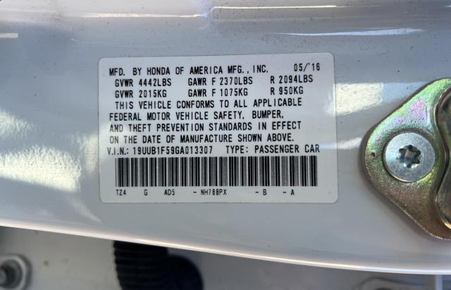 19UUB1F59GA013307 - 2016 ACURA TLX TECH თეთრი ფოტო 10