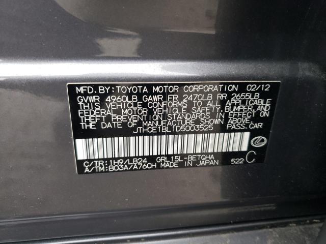 JTHCE1BL1D5003525 - 2013 LEXUS GS 350 GRAY photo 12