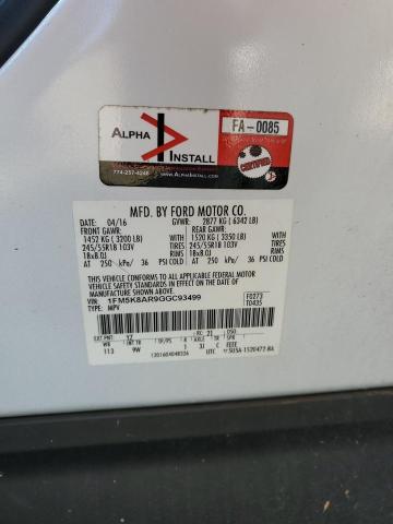 1FM5K8AR9GGC93499 - 2016 FORD EXPLORER POLICE INTERCEPTOR 白色 照片 13