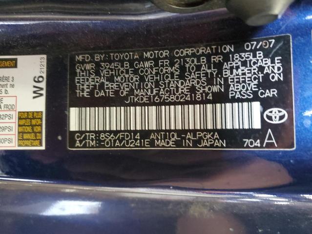 JTKDE167580241814 - 2008 TOYOTA SCION TC ლურჯი ფოტო 13