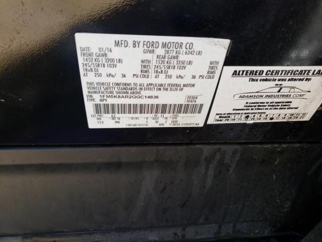 1FM5K8AR2GGC14836 - 2016 FORD EXPLORER POLICE INTERCEPTOR BLACK photo 12