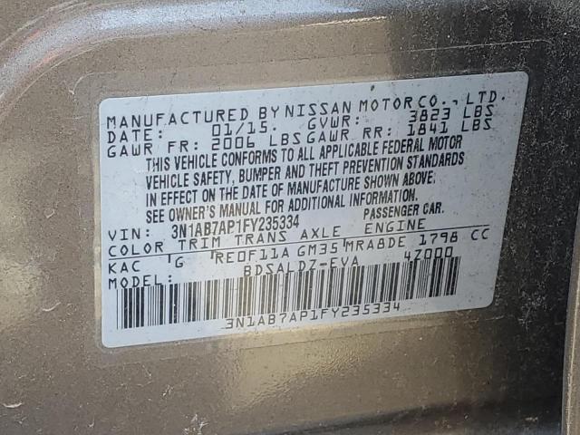 3N1AB7AP1FY235334 - 2015 NISSAN SENTRA S GRAY photo 12