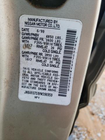 JN8AR07S9YW396959 - 2000 NISSAN PATHFINDER LE ოქროსფერი ფოტო 13