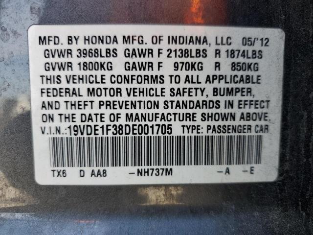 19VDE1F38DE001705 - 2013 ACURA ILX 20 CHARCOAL photo 13