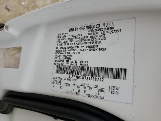 1LNHM81W7XY699742 - 1999 LINCOLN TOWN CAR EXECUTIVE Սպիտակ լուսանկար 12