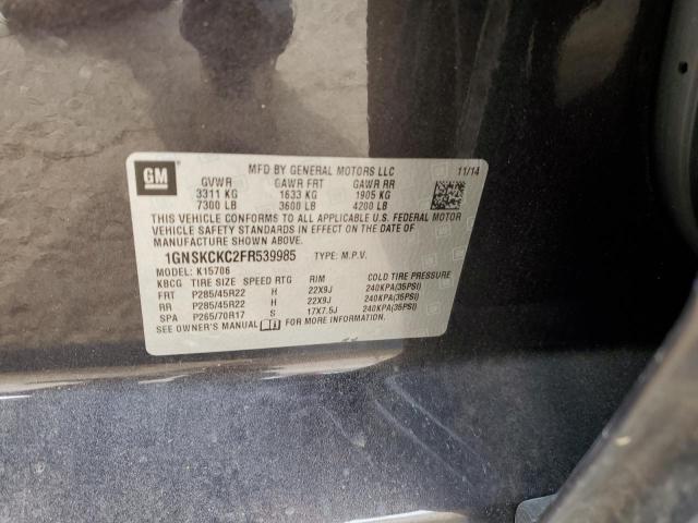 1GNSKCKC2FR539985 - 2015 CHEVROLET TAHOE K1500 LTZ GRAY photo 13