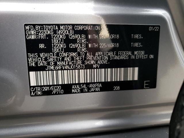 JTME6RFV4NJ015873 - 2022 TOYOTA RAV4 XSE SILVER photo 12