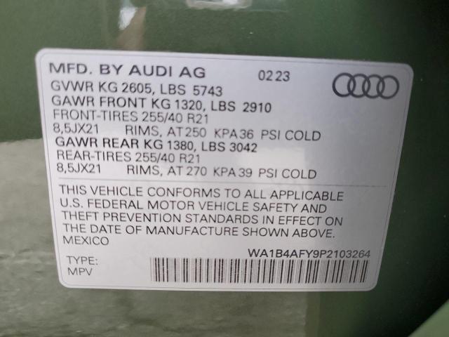 WA1B4AFY9P2103264 - 2023 AUDI SQ5 PREMIUM PLUS GREEN photo 13