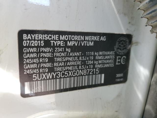 5UXWY3C5XG0N87215 - 2016 BMW X3 XDRIVE28D WHITE photo 12