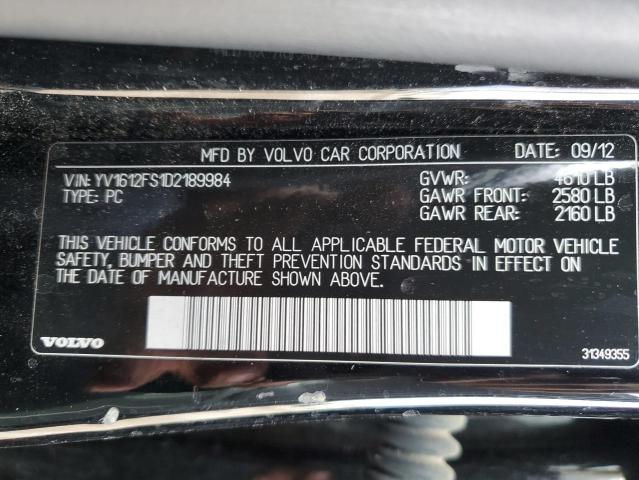 YV1612FS1D2189984 - 2013 VOLVO S60 T5 BLACK photo 12