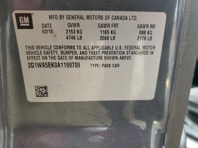 2G1WA5EK0A1199709 - 2010 CHEVROLET IMPALA LS GRAY photo 12