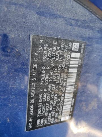 3HGGK5G58FM743794 - 2015 HONDA FIT LX BLUE photo 12