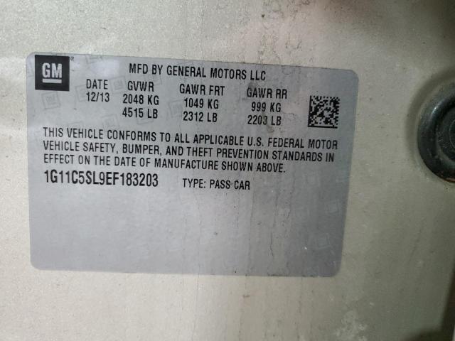 1G11C5SL9EF183203 - 2014 CHEVROLET MALIBU 1LT GOLD photo 12